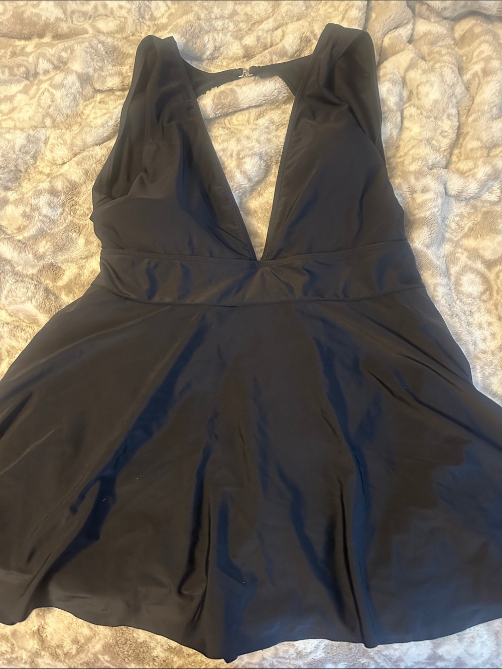 SHEIN Black Plunge One-Piece Swimsuit